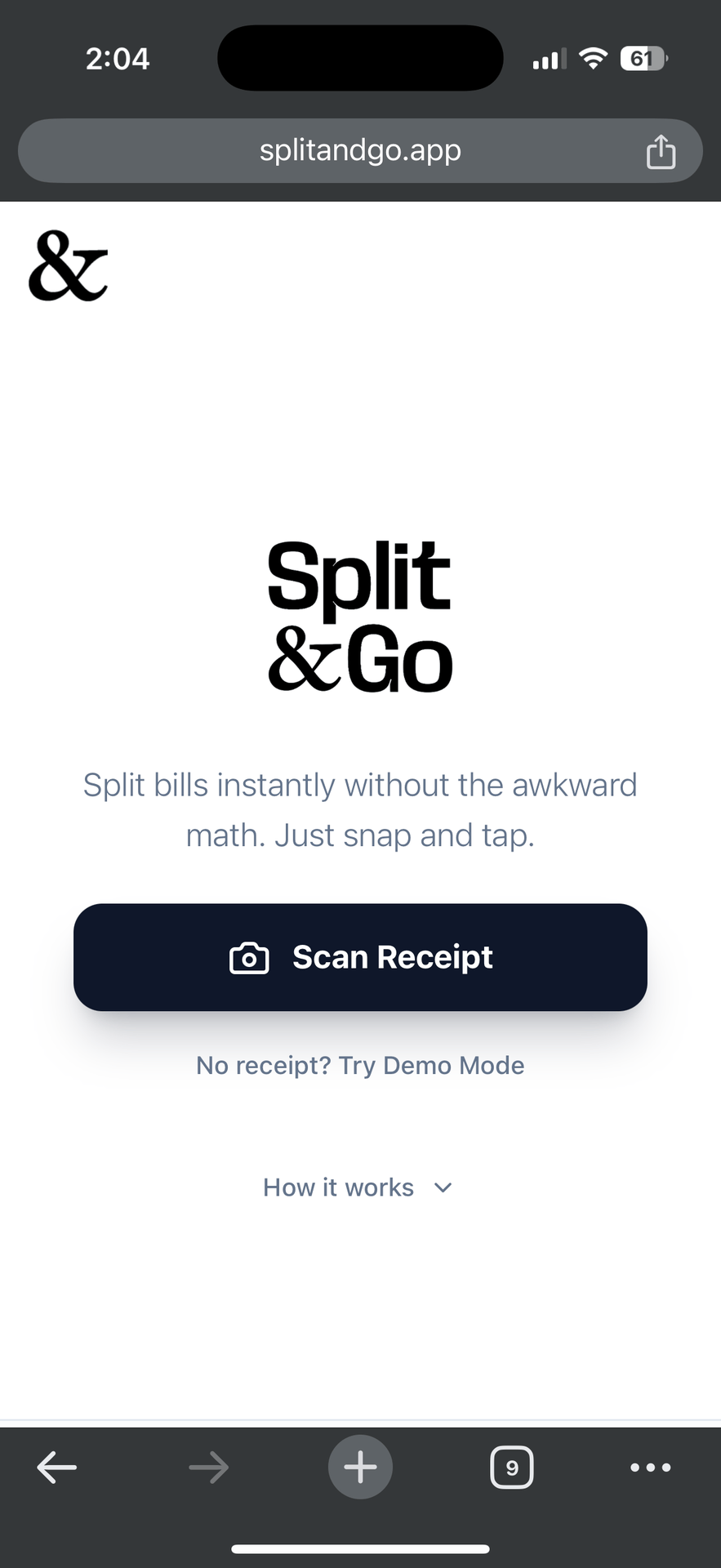 Split & Go app demo
