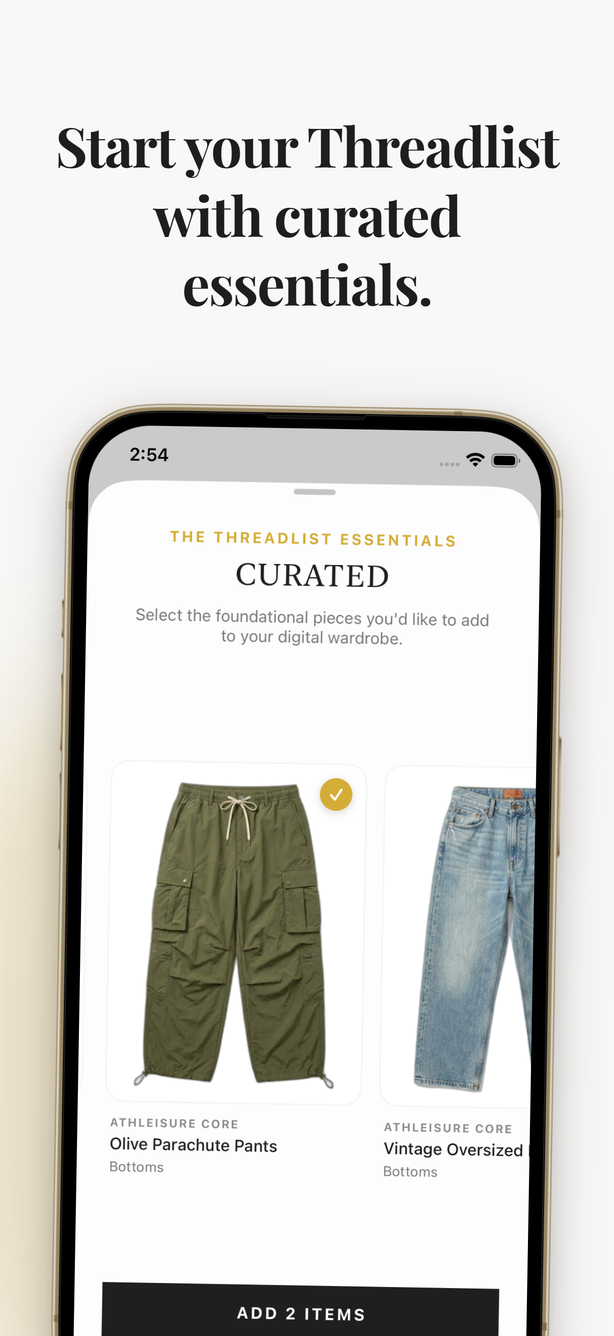 Threadlist curated essentials screen